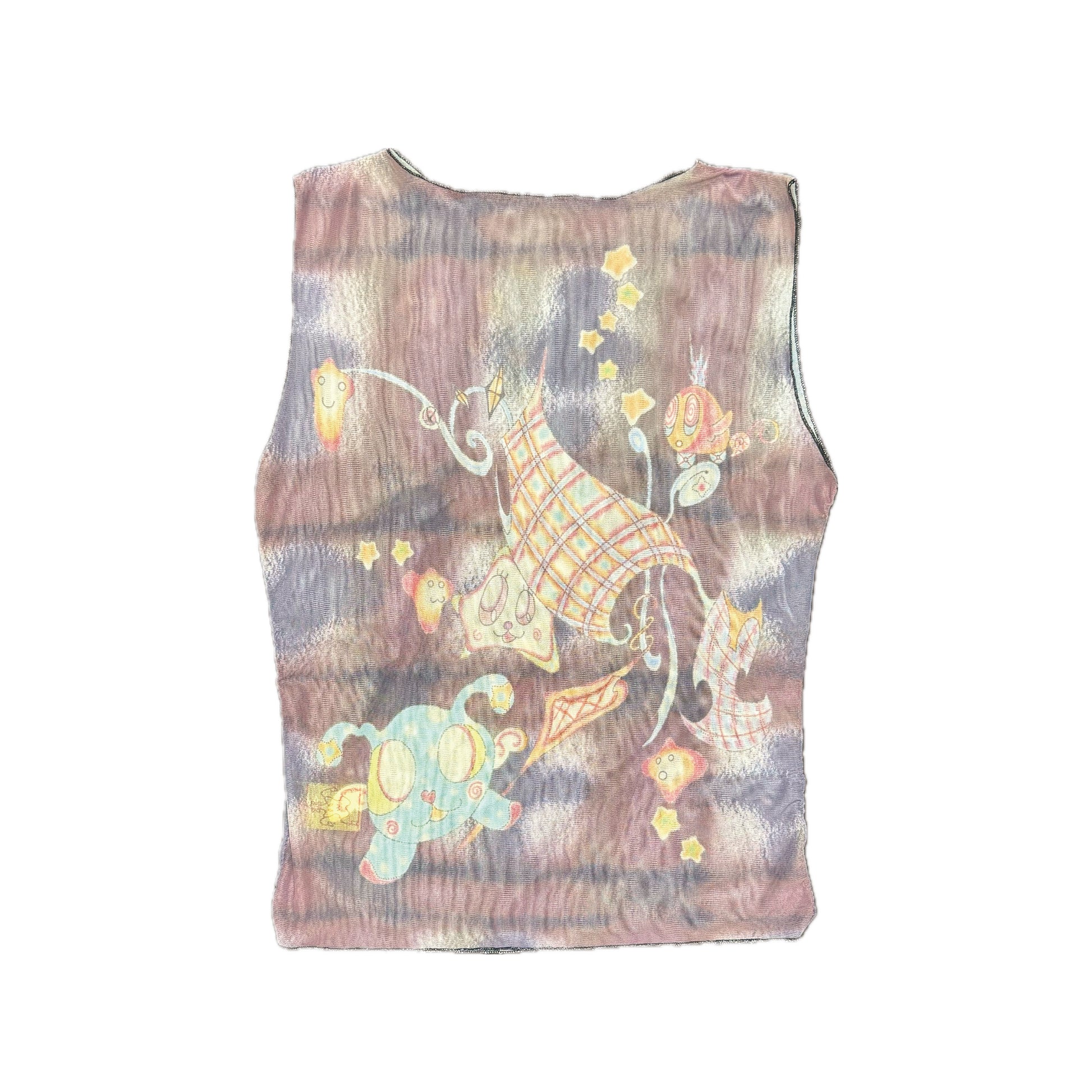 Mesh Sleeveless Top - Plaid