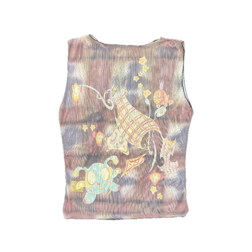 Mesh Sleeveless Top - Plaid