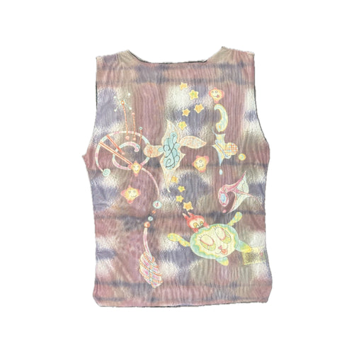 Mesh Sleeveless Top - Plaid