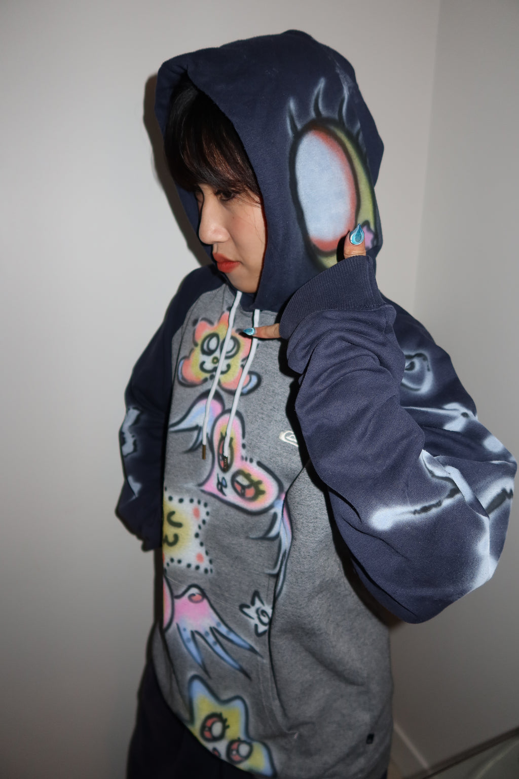 007 Airbrush Grey & Navy Hoodie