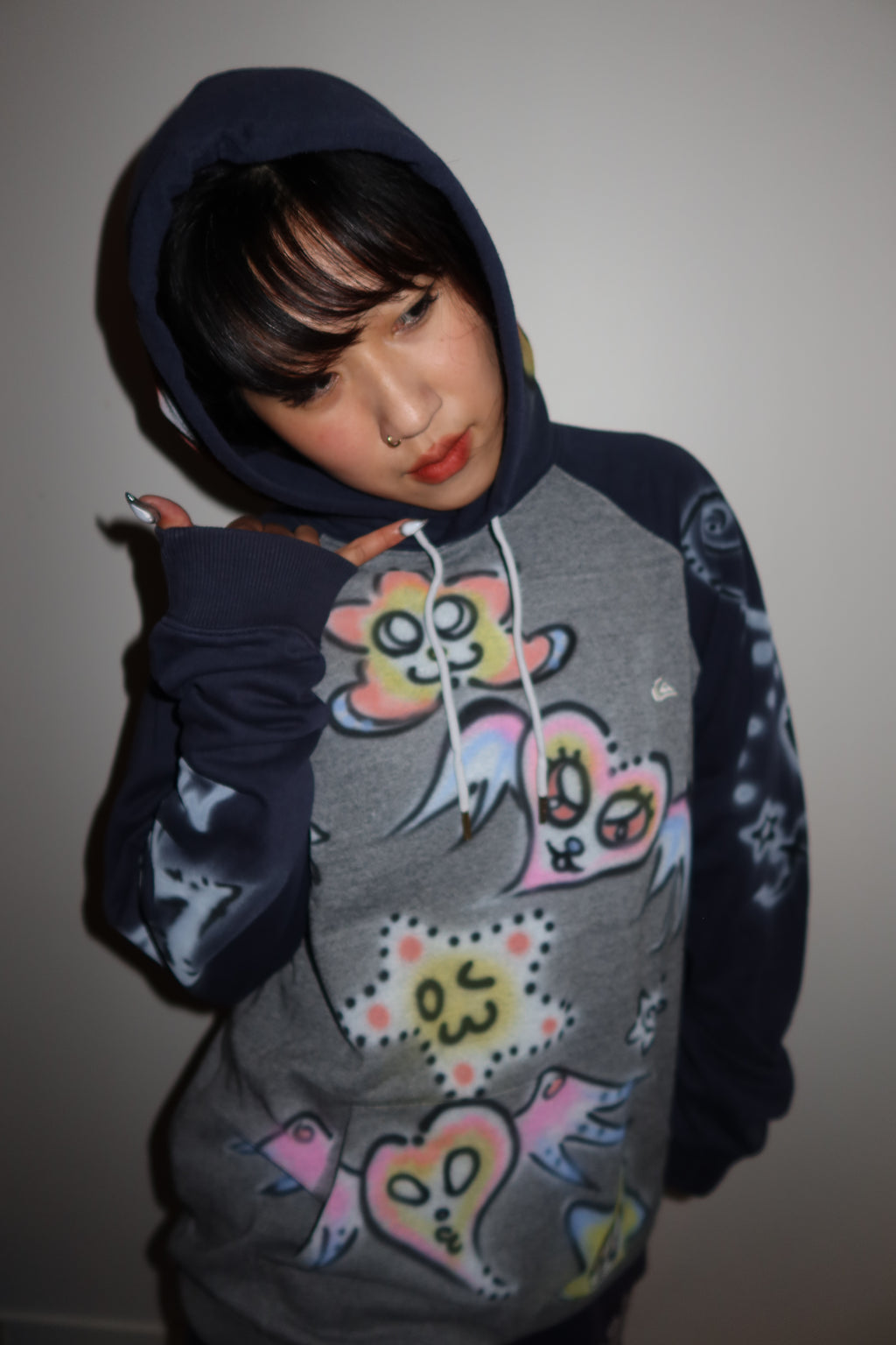 007 Airbrush Grey & Navy Hoodie