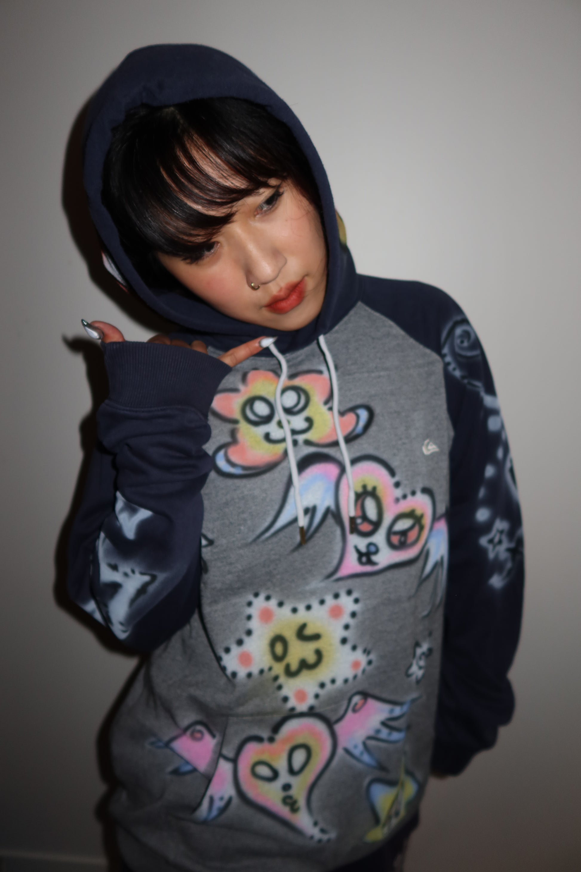 007 Airbrush Grey & Navy Hoodie