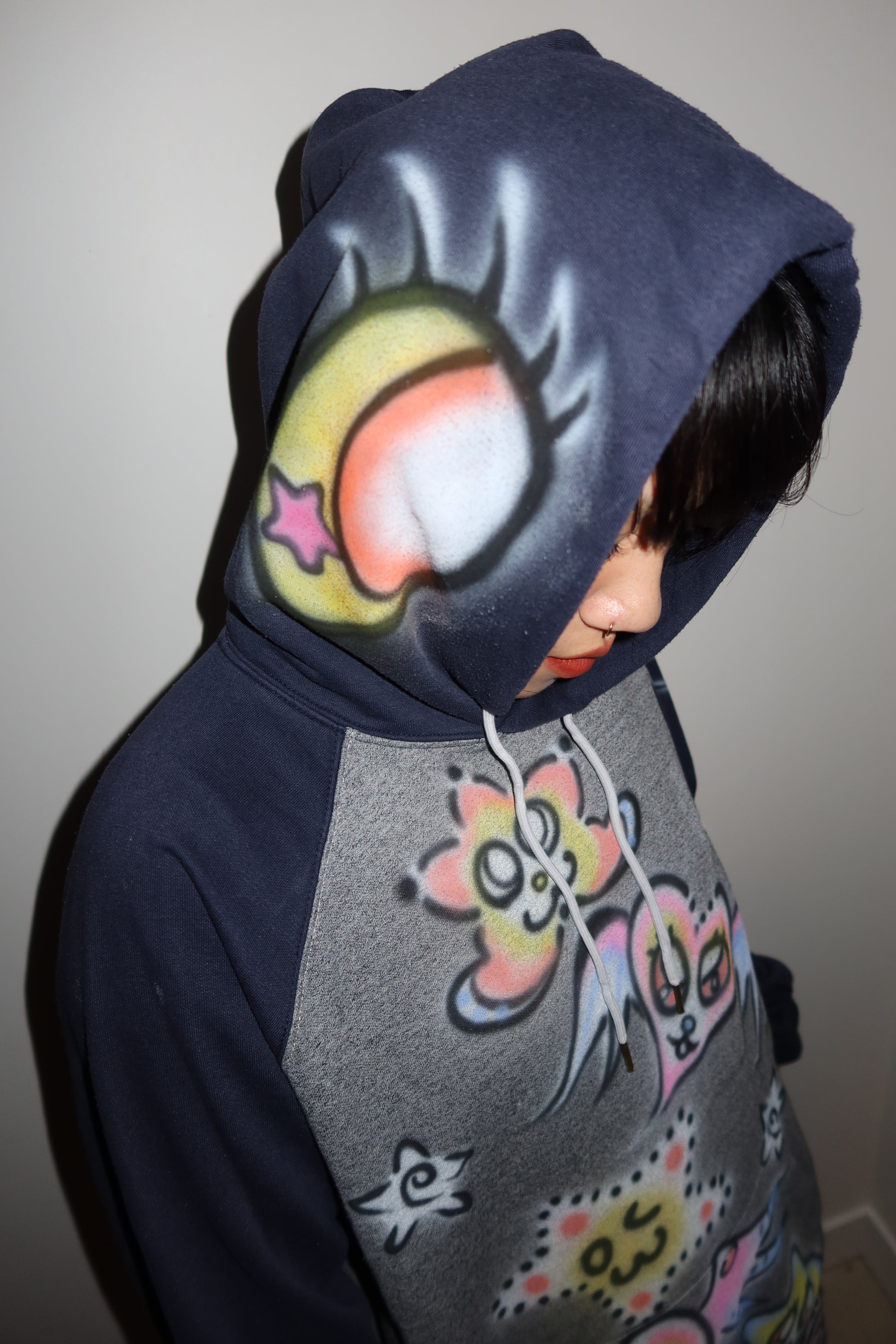 007 Airbrush Grey & Navy Hoodie