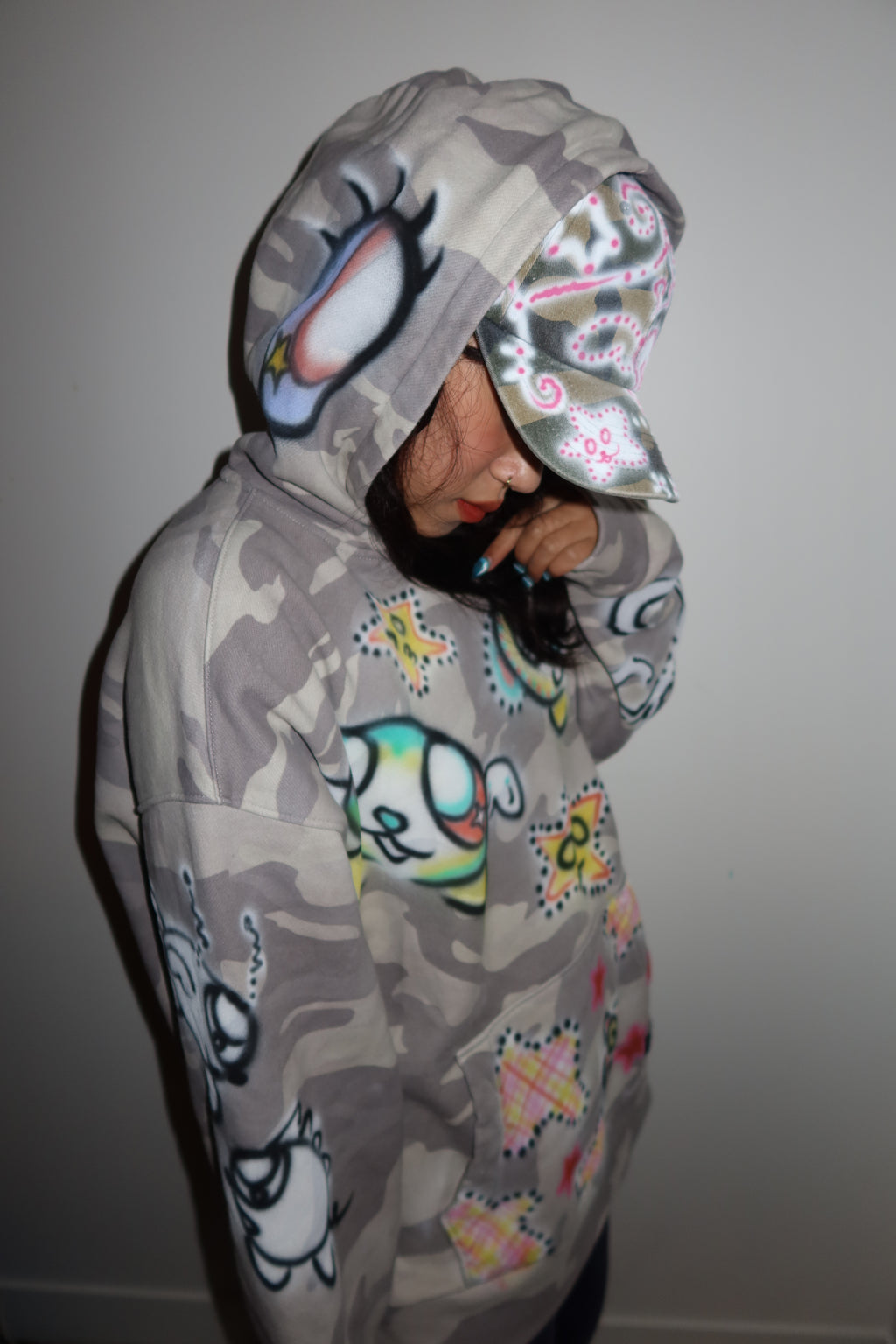 005 Airbrush Grey Camo Hoodie