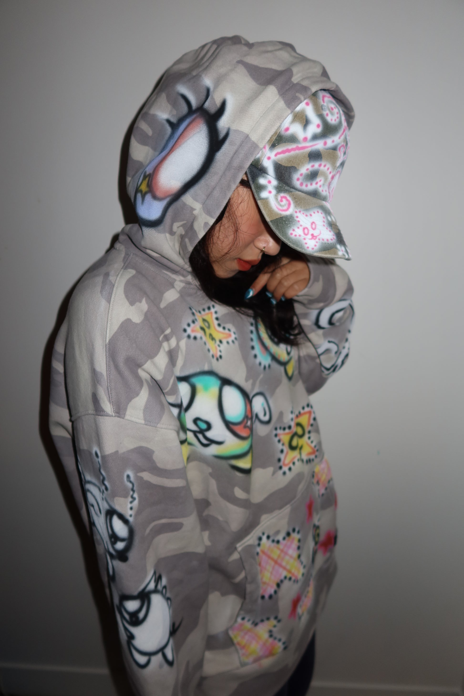 005 Airbrush Grey Camo Hoodie