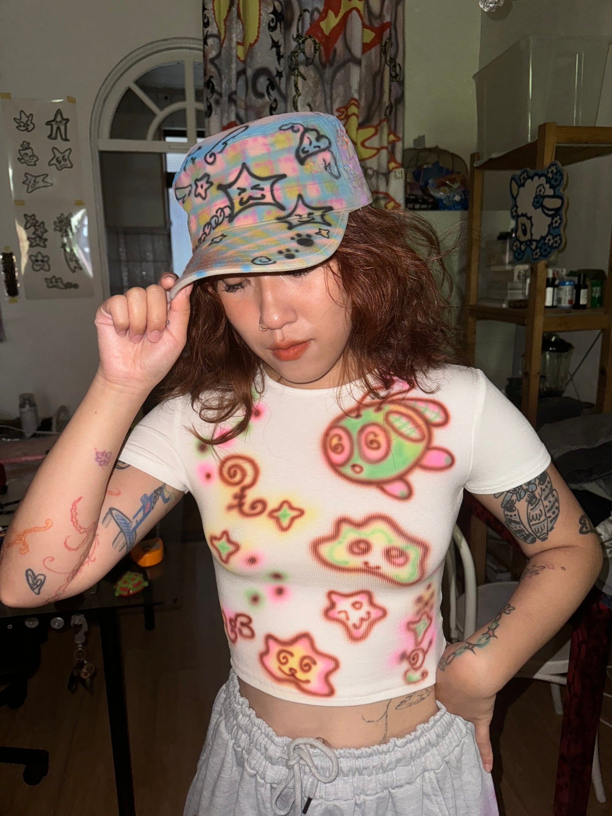 Star Cap - Stars All Over Plaid