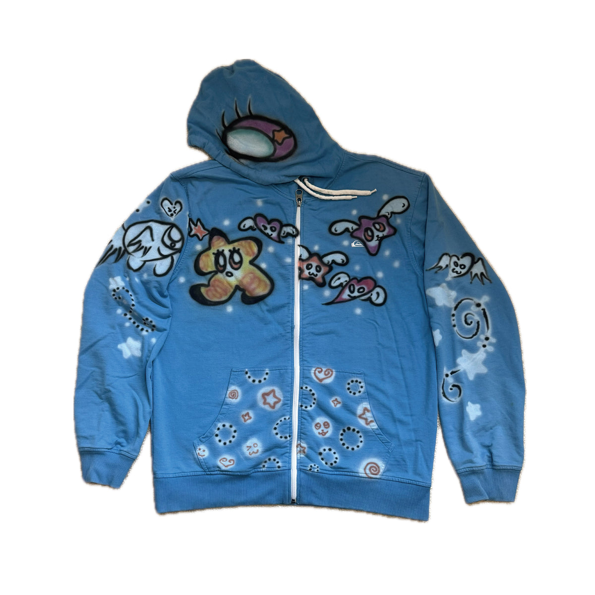 004 Airbrush Blue Zip Up Hoodie